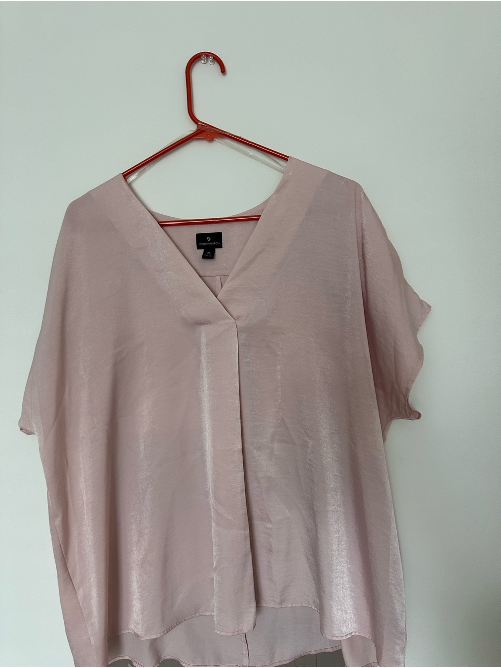 Worthington Blush Pink V-Neck Short Sleeve Blouse